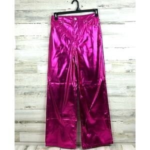 Blank NYC x Free People Women’s 28 Hot Pink Vegan Leather Wide Leg Pants NWT